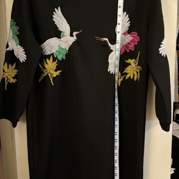 Alice Underground size small, black cotton dress with bird design - Picture 2 of 7